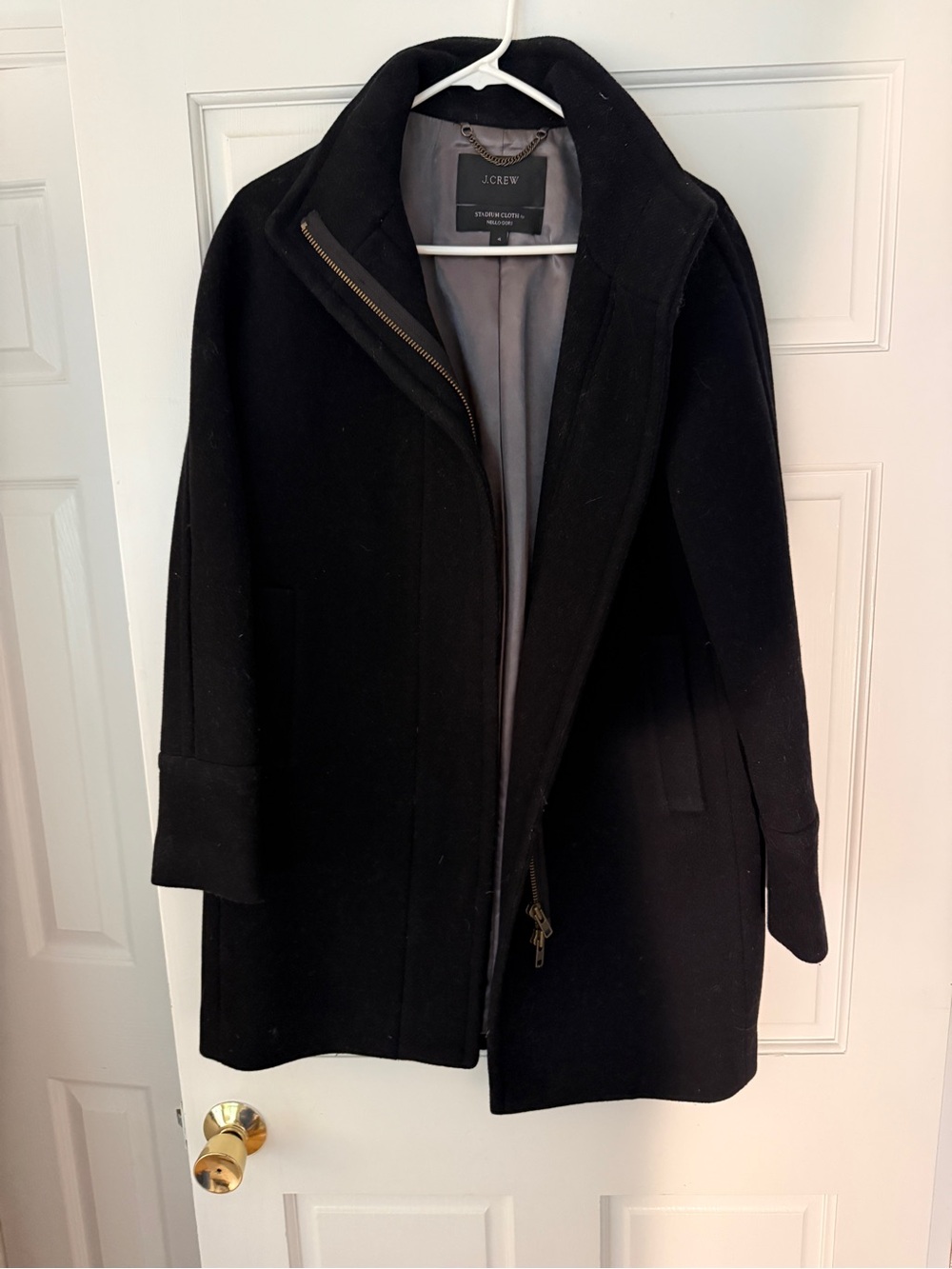J. Crew Black Wool-Blend Stadium Coat